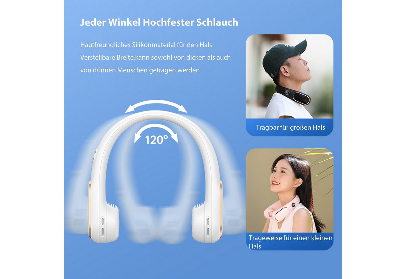 feinlux Mini USB-Ventilator Mini-USB-Nackenventilator mit LED-Display Bild 5