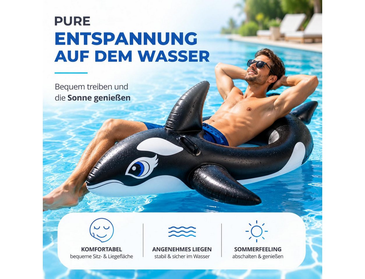 TK Gruppe Luftmatratze XXL Aufblasbare Luftmatratze Schwimmring Tier – Großer Schwimmreifen