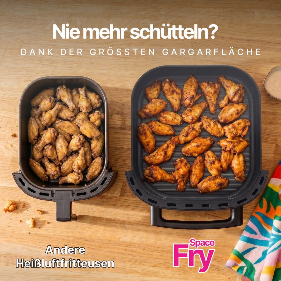Seeger Heißluftfritteuse, 2850 W, Ober-/Unterhitze, 30 cm Backfläche, Sichtfenster, PFAS-frei Bild 2