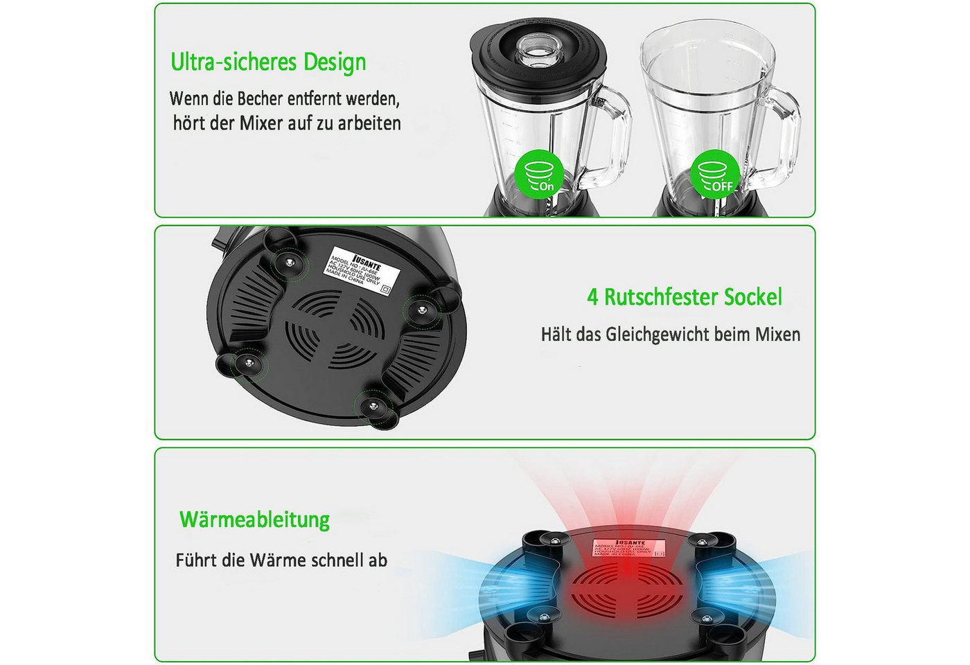 Forrlite Standmixer 3-in-1 Standmixer Mixer Smoothie Maker mit 1,5 L Mixbehälter, 600 W, Standmixer Hochleistungsmixer mit 6 Klingen Bild 5