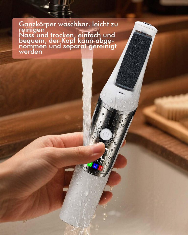 AIBISTAR Elektrischer Hornhautentferner Hornhautentferner Elektrischer Fußpflegegerät, 3 Stufen, USB-C, IPX4, 3 Wechselrollen,Professionelle Fußpflege für zu Hause Bild 3