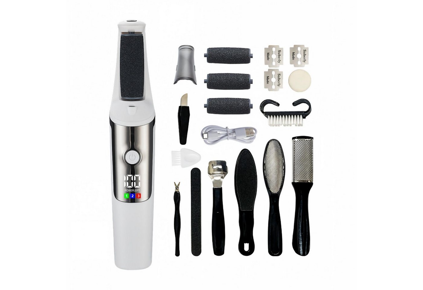 AIBISTAR Elektrischer Hornhautentferner Hornhautentferner Elektrischer Fußpflegegerät, 3 Stufen, USB-C, IPX4, 3 Wechselrollen,Professionelle Fußpflege für zu Hause Bild 5