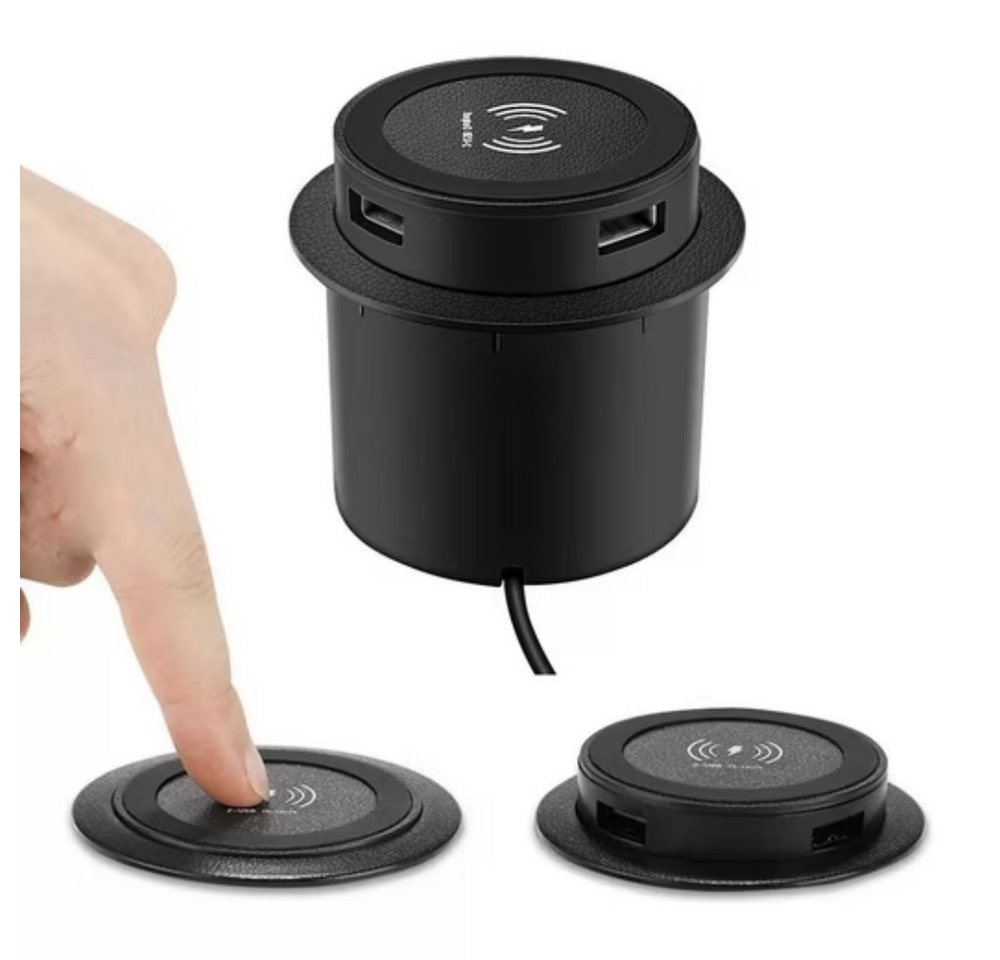 POPOLIC 18W Ladegerät Wireless Charger Versenkbare Wireless Charger Induktions-Ladegerät (1-tlg., Wireless Charger SCHNELL Ladegerät Tischsteckdose Einbausteckdose, Schreibtisch-Einbausteckdose versenkbar) Bild 2