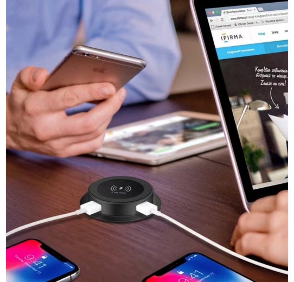 POPOLIC 18W Ladegerät Wireless Charger Versenkbare Wireless Charger Induktions-Ladegerät (1-tlg., Wireless Charger SCHNELL Ladegerät Tischsteckdose Einbausteckdose, Schreibtisch-Einbausteckdose versenkbar) Bild 5