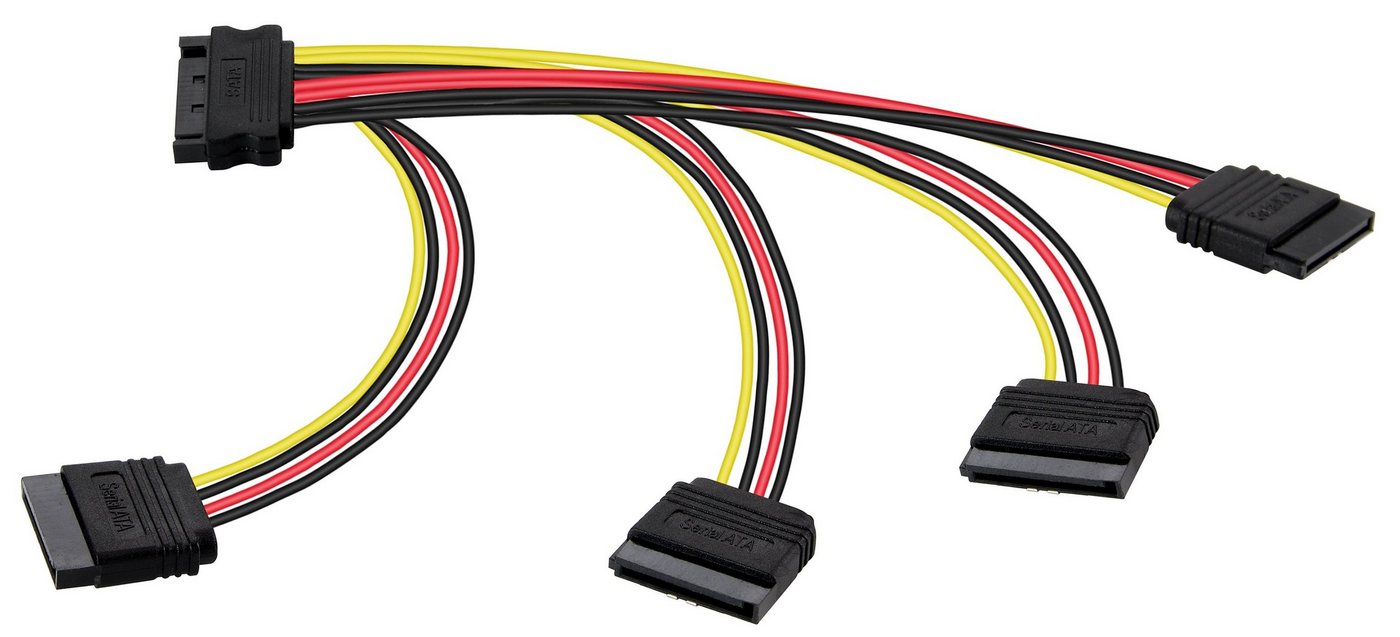 Poppstar SATA Stromkabel Verteiler 4-fach für HDD, SSD, Festplatte, Motherboard Stromkabel, Kabel Stromadapter 20cm 1x Stecker (m) auf 4x Buchse (w) Bild 3