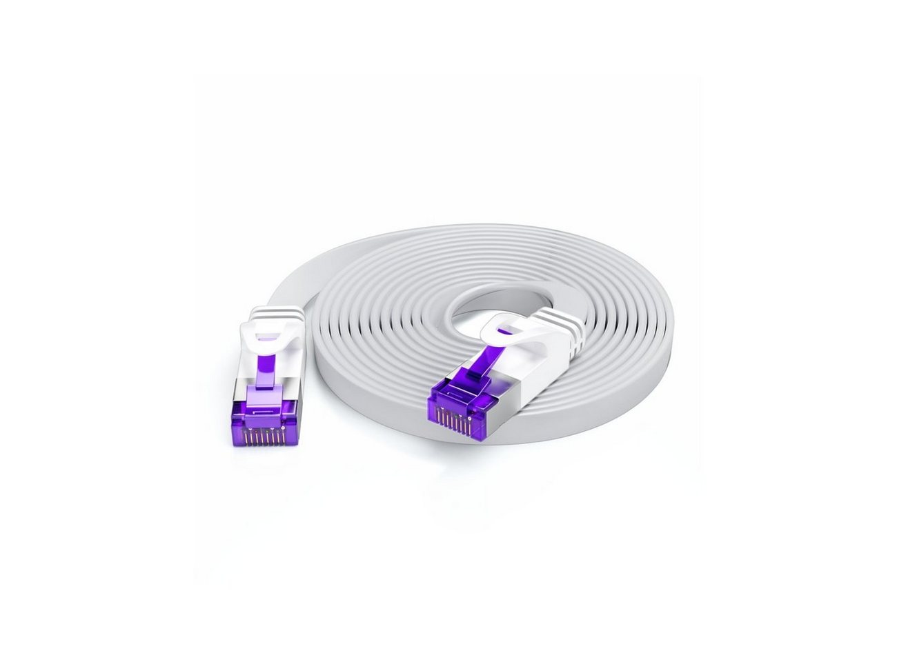 deleyCON deleyCON 15m RJ45 Patchkabel Flachkabel mit CAT7 Rohkabel U/FTP - Weiß LAN-Kabel