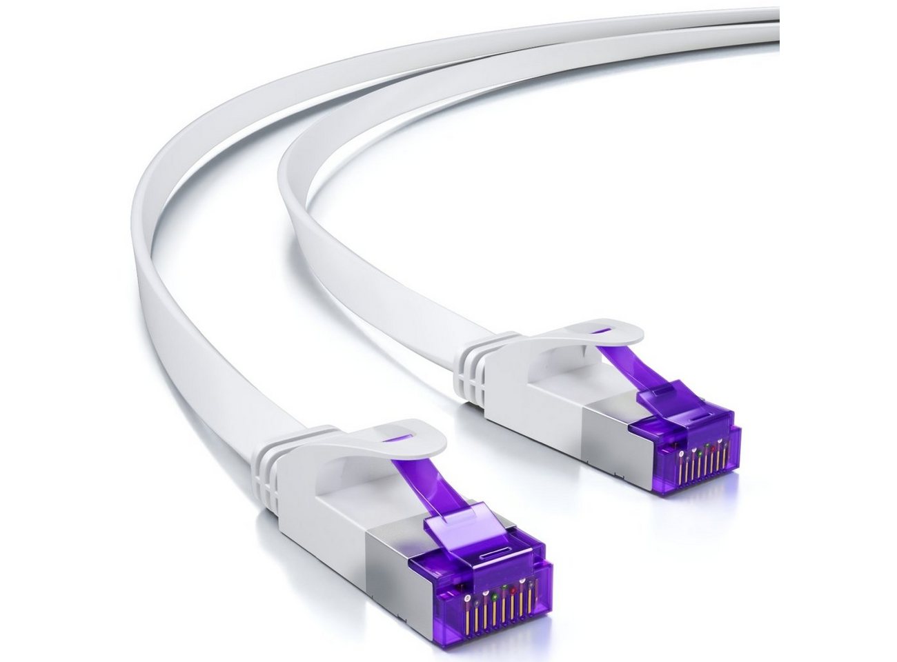deleyCON deleyCON 15m RJ45 Patchkabel Flachkabel mit CAT7 Rohkabel U/FTP - Weiß LAN-Kabel Bild 2