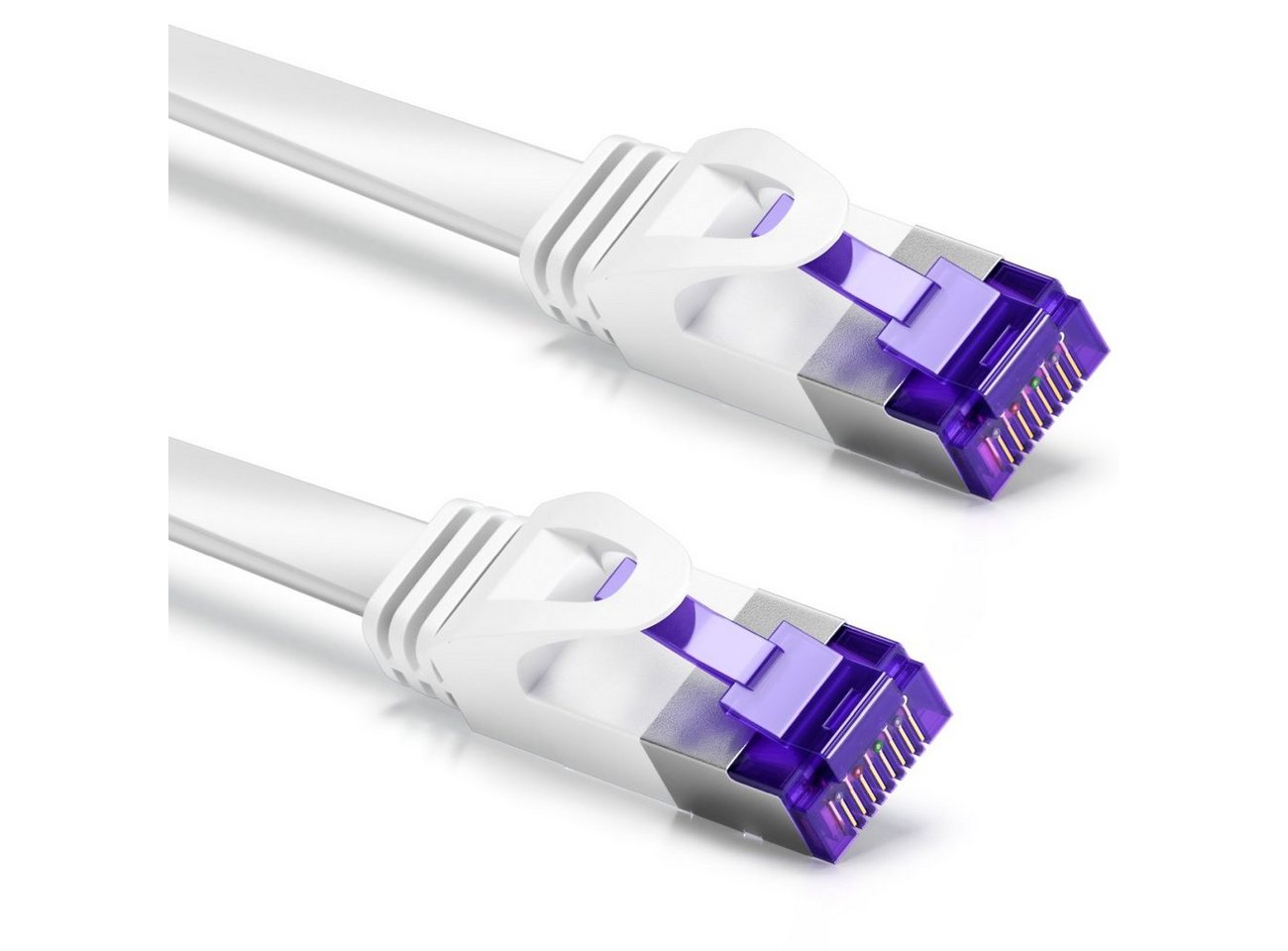 deleyCON deleyCON 15m RJ45 Patchkabel Flachkabel mit CAT7 Rohkabel U/FTP - Weiß LAN-Kabel Bild 3