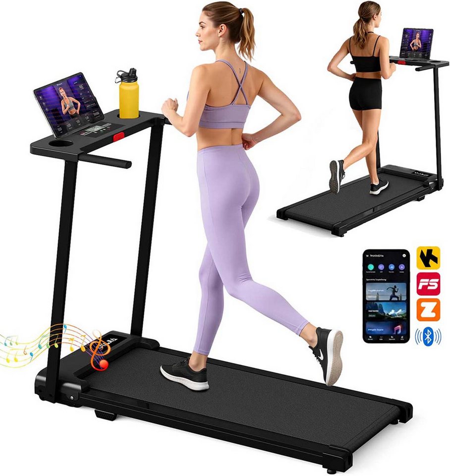 kehot Laufband Klappbares Laufband für Zuhause mit Bluetooth & App-Steuerung (Walking Pad bis 12 km/h, Leises Elektrisches Fitnessgerät mit LED-Display, 2,5 PS Heimtrainer mit Handlauf, Tablet-Halter & belastb:ar bis 136 kg), mit Toolkit und Schmiermittel Bild 2