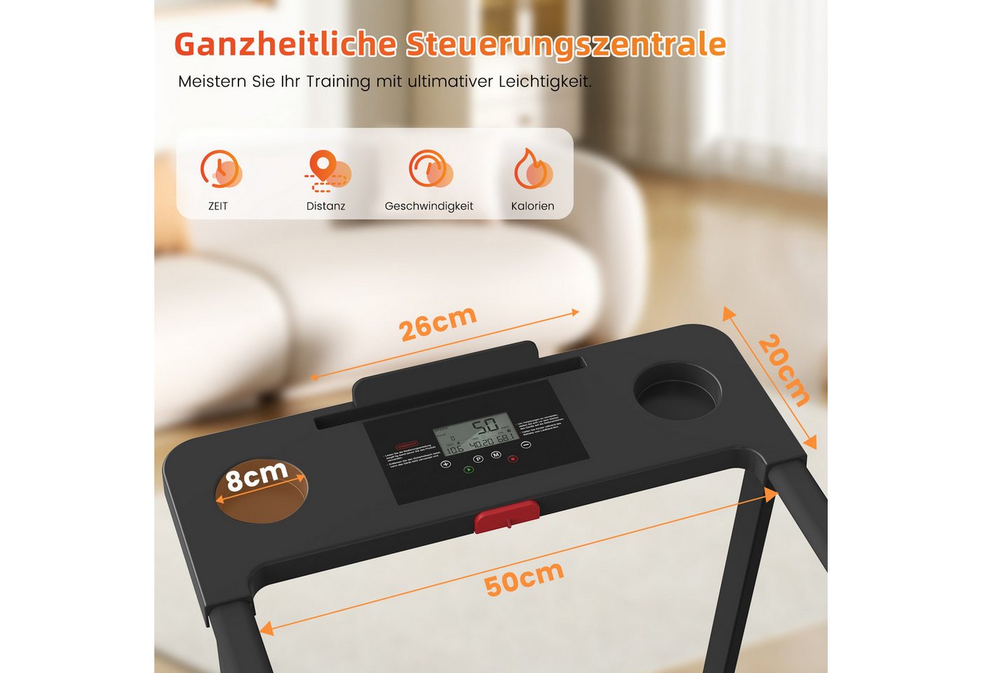 kehot Laufband Klappbares Laufband für Zuhause mit Bluetooth & App-Steuerung (Walking Pad bis 12 km/h, Leises Elektrisches Fitnessgerät mit LED-Display, 2,5 PS Heimtrainer mit Handlauf, Tablet-Halter & belastb:ar bis 136 kg), mit Toolkit und Schmiermittel Bild 5
