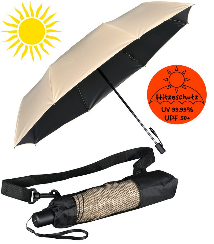 iX-brella Trekkingschirm XL Sonnen-Regenschirm mit UPF 50+, UV-Hitze-Schutz, mit Umhängetasche, mit Handöffner, innen schwarz Bild 3