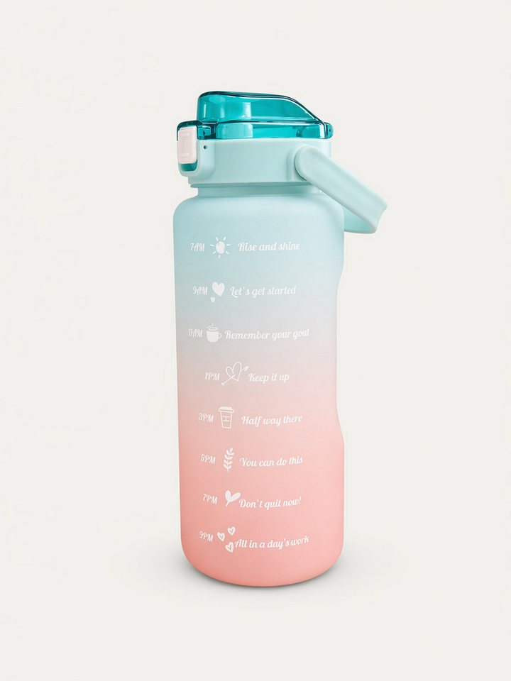 Botells Trinkflasche 2 Liter, Trinkmotivation mit Strohhalm, schöner Farbverlauf mit Henkel, auslaufsicher, BPA frei, für Camping, Reisen, Schule, Sport und Büro
