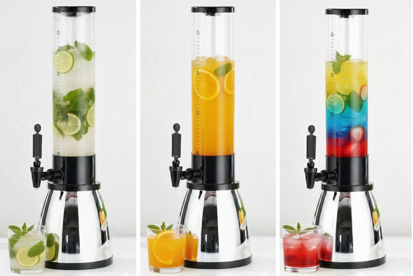 Cheffinger Getränkespender XL Getränkespender + Eiswürfelrohr Bier Wasser Saft Cocktail Party Bild 3