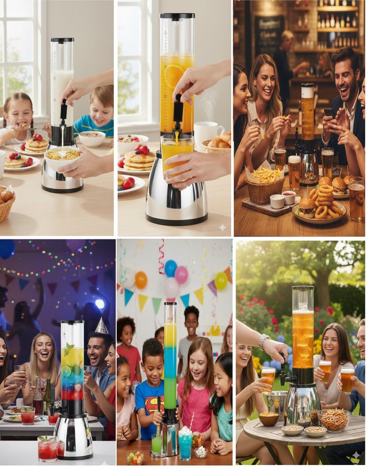 Cheffinger Getränkespender XL Getränkespender + Eiswürfelrohr Bier Wasser Saft Cocktail Party Bild 5