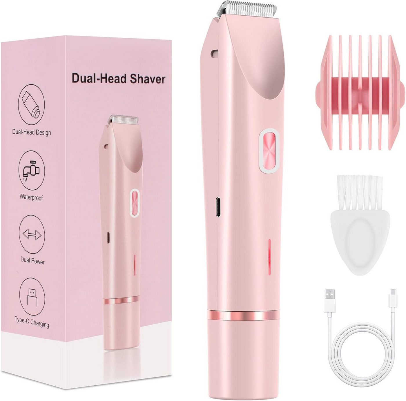 LIANNA Epilierer 2-in-1-Elektrorasierer für Damen,IPX7, wasserdicht, Aufsätze: 4 St., Achseln, Beine, Arme, Körper, Gesicht, ikini-Trimmer mit Doppelkopf für Damen, Nass- und Trockenanwendung
