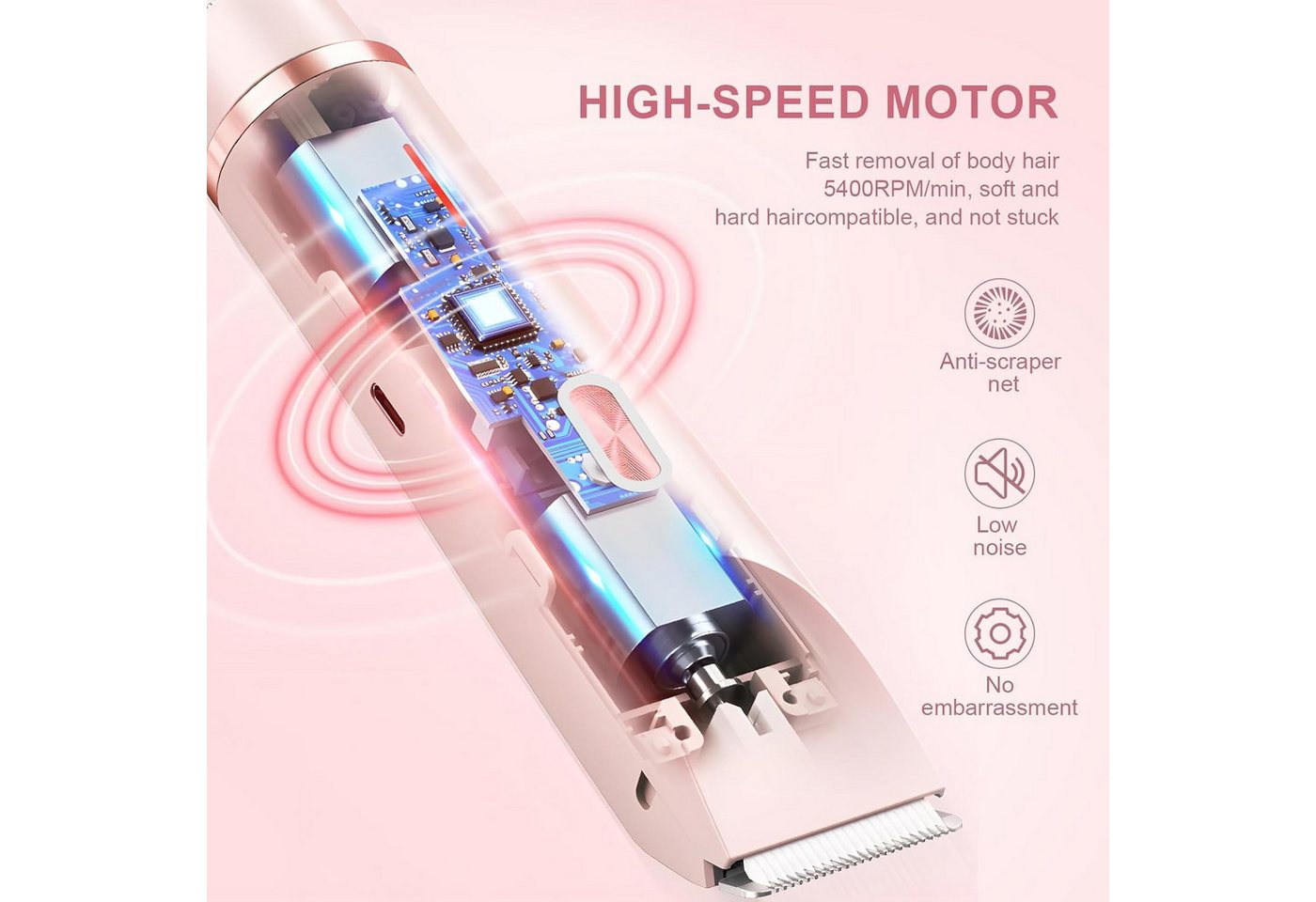 LIANNA Epilierer 2-in-1-Elektrorasierer für Damen,IPX7, wasserdicht, Aufsätze: 4 St., Achseln, Beine, Arme, Körper, Gesicht, ikini-Trimmer mit Doppelkopf für Damen, Nass- und Trockenanwendung Bild 4