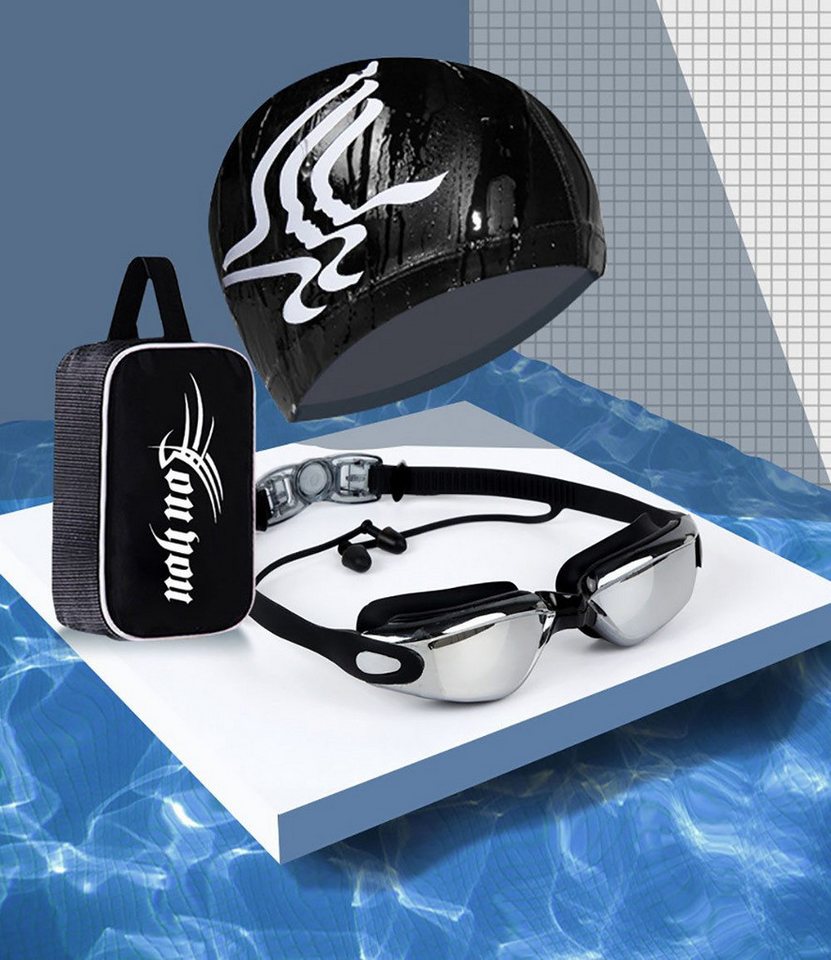 LIANNA Schwimmbrille Schwimmbrille Profi Schwimmbrille, Anti Nebel UV-Schutz, (Set, 4-St., Schwimmbrille und Badekappe im Set), Objektive Voll verstellbar für Erwachsene Herren Frauen Bild 2