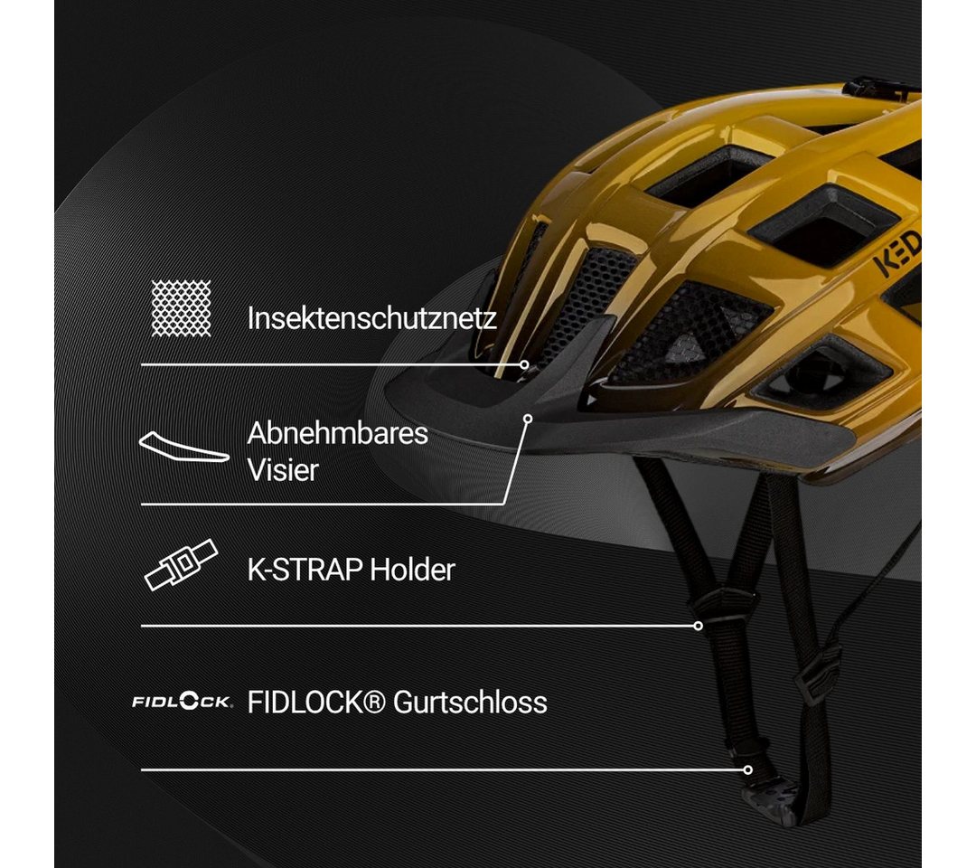KED Mountainbikehelm Crom Fahrradhelm, Mit LED Rücklicht, FIDLOCK Verschluss, Insektenschutznetz Bild 2