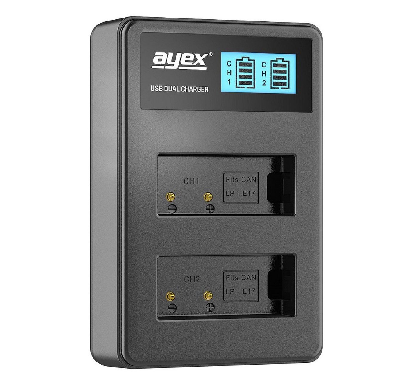 ayex 2x LP-E17 Akku + USB Dual Ladegerät Kamera-Akku Bild 2