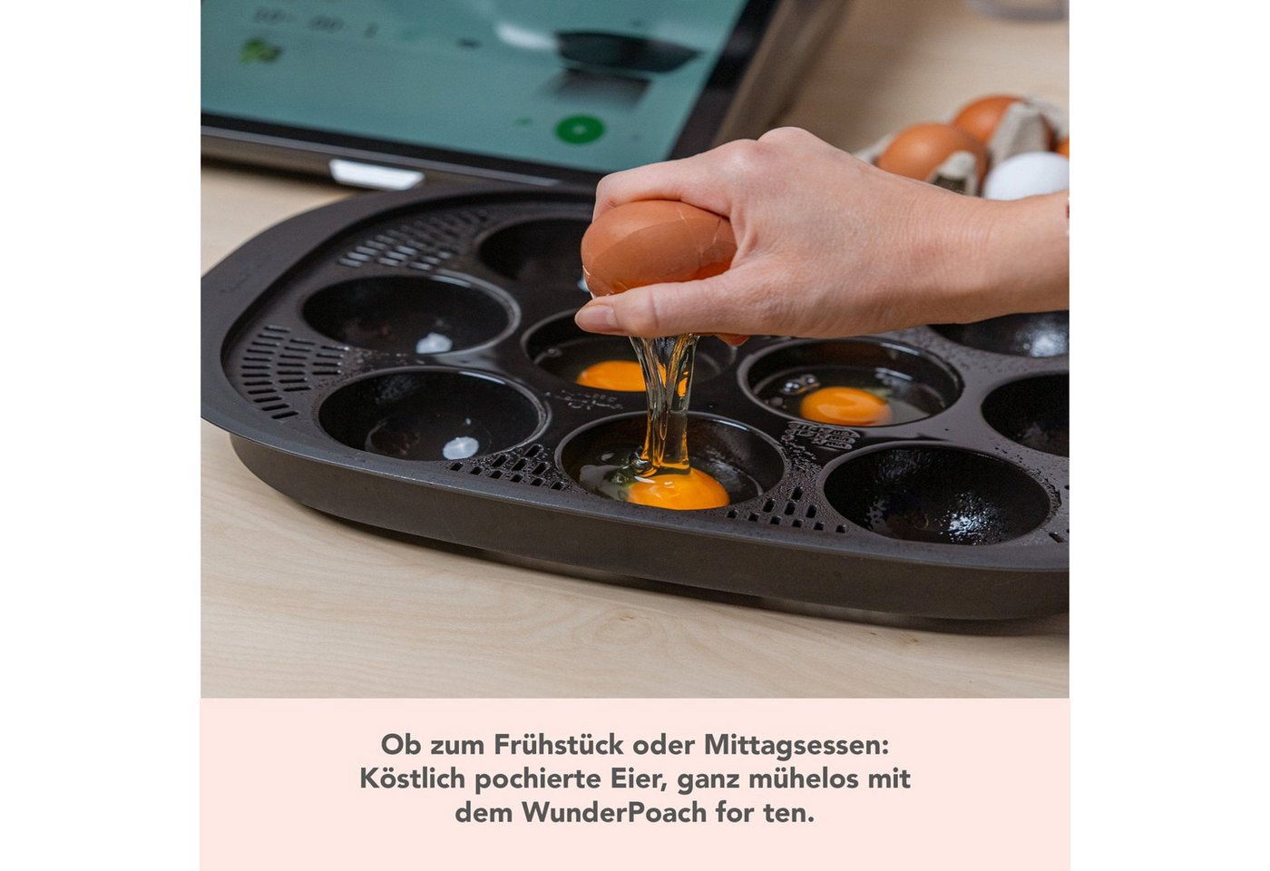 Wundermix Dampfgaraufsatz WunderPoach® for ten, Eierpochiereinsatz für TM7, Zubehör für TM7, Pochierte Eier aus dem Varoma Bild 4