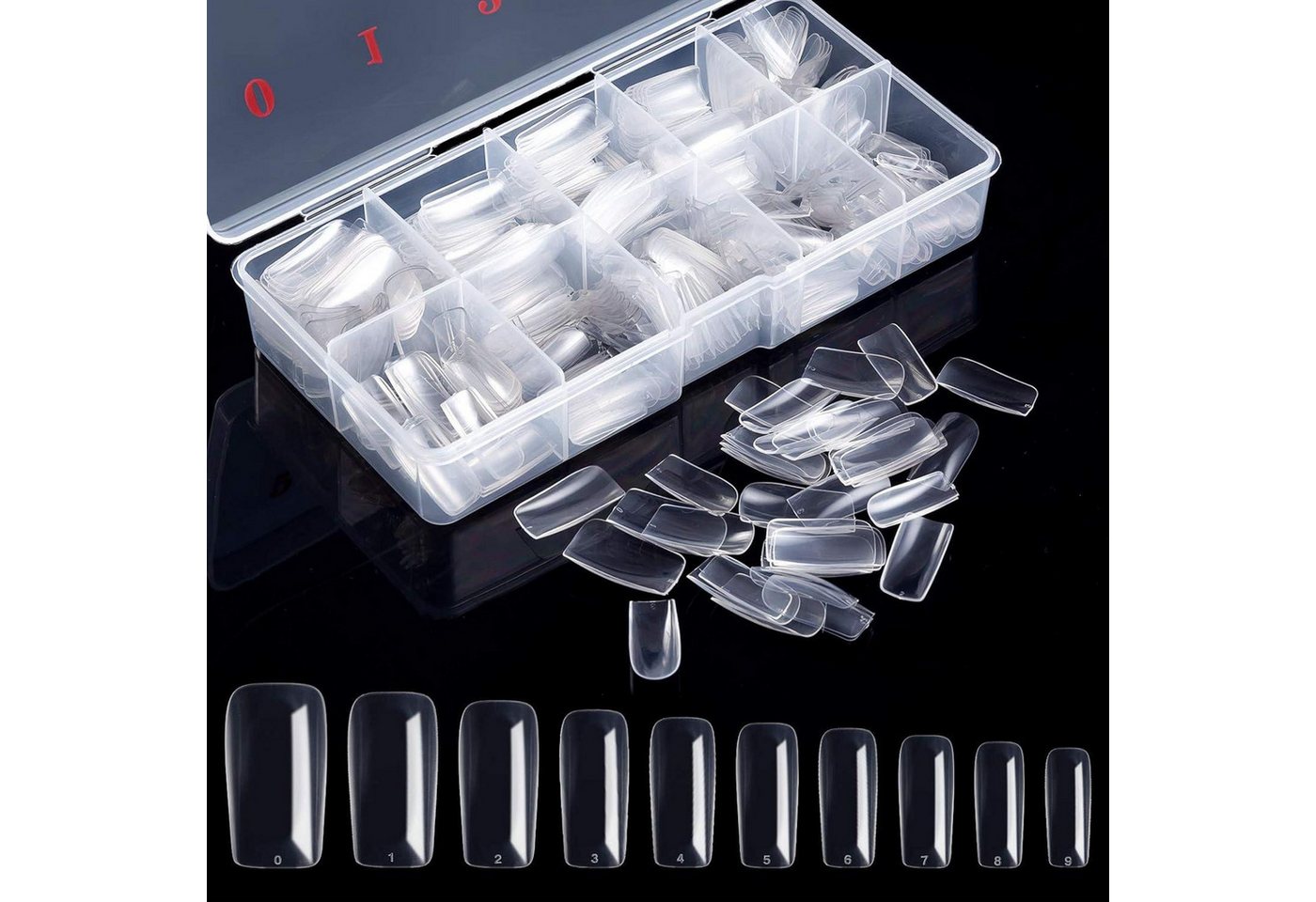 FELIXLEO Lichthärtungsgerät 500 Stück Acryl Nageltips Transparent Künstliche Fingernägel Fake, 1-tlg. Bild 4