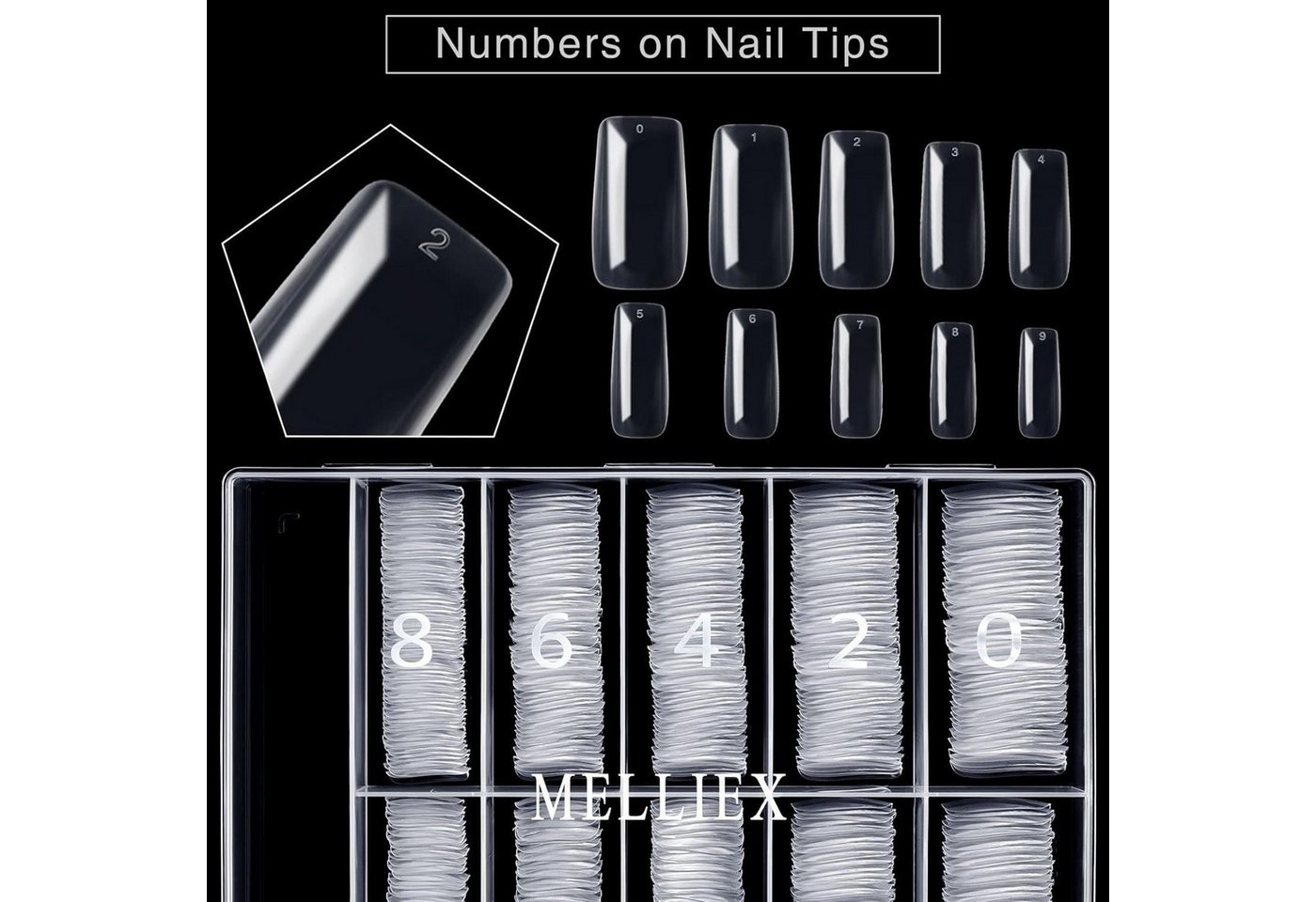 FELIXLEO Lichthärtungsgerät 500 Stück Acryl Nageltips Transparent Künstliche Fingernägel Fake, 1-tlg. Bild 5