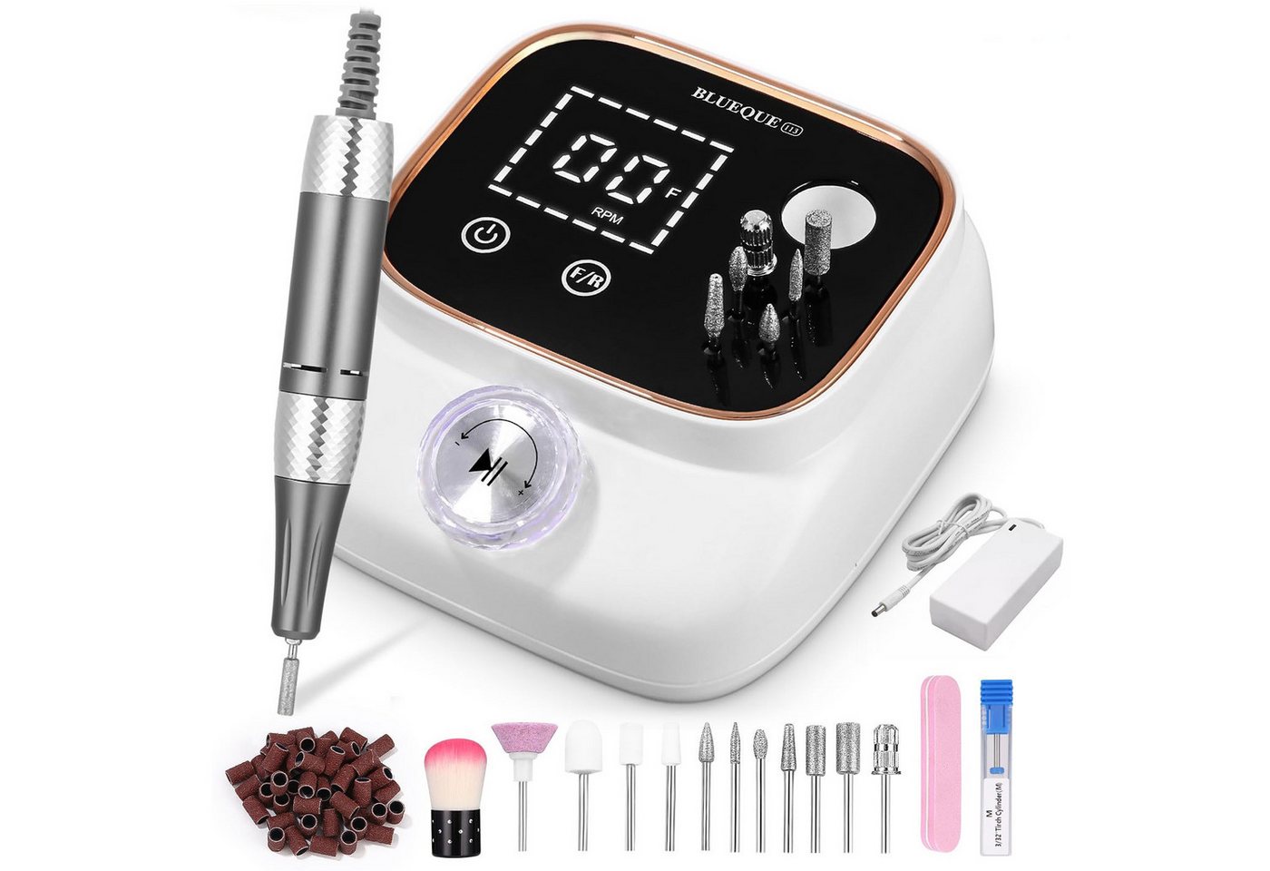 AKKEE Maniküre-Pediküre-Set Profi Elektrische Nagelfräser 45000RPM,Fräser für Gelnägel, mit Lcd-Display Bild 2