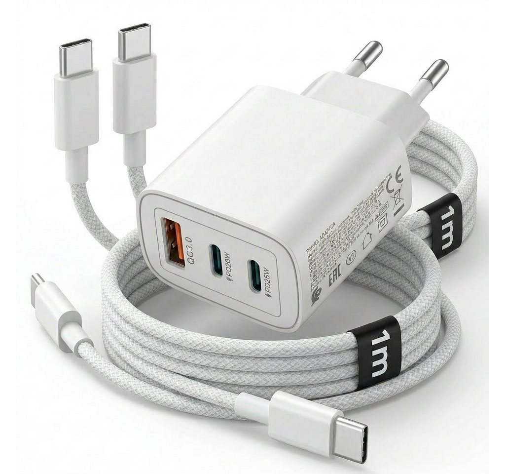Futurea 50W Ladestecker Fast-Charging Schnellladegerät mit drei Anschlüssen Schnelllade-Gerät (3000 mA, 1-tlg., Einzelartikel, 3 Ports gleichzeitig schnellladen) Bild 2