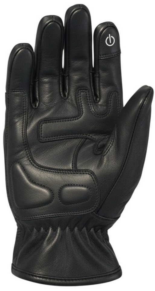 MDM Motorradhandschuhe Retro Motorrad Lederhandschuhe mit Knöchelschutz & Grip Polster Knöchelschutz mit Hartschale, Zeitloses Full-Black Design Bild 3