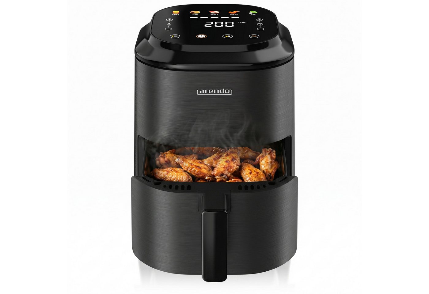 Arendo Heißluftfritteuse Mini-Airfryer 308537, 1000 W, mit Zubehör, Umluft Backofen, Edelstahl, fettarmes gesundes Kochen Bild 5