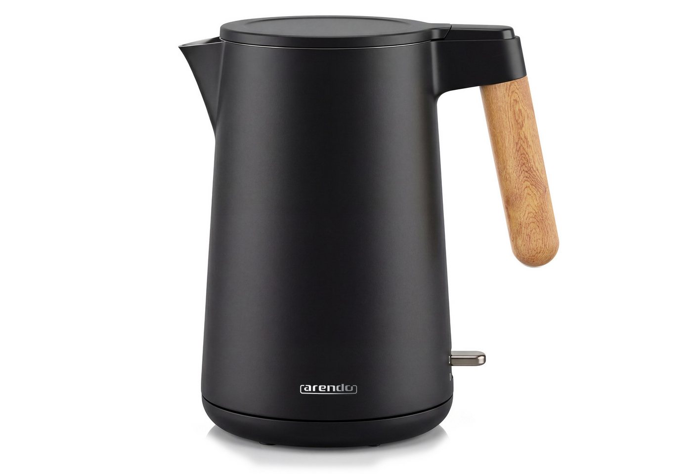 Arendo Wasserkocher Edelstahl, Doppelwand, Cool-Touch, 360° Basis, mit Griff in Holzoptik, 1,5 l, 2200 W, Trockengehschutz & Überhitzungsschutz, BPA-frei, GS Geprüft Bild 5