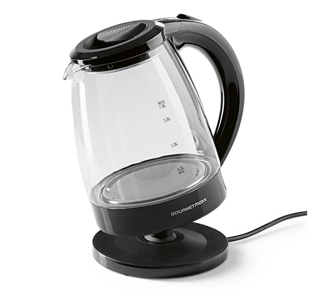 GOURMETmaxx Wasserkocher aus Glas mit automatischer Abschaltung max. 1800 W, 1800 W, 360° drehbar, Wasserstandsanzeige, LED-Beleuchtung-1,8L Füllmenge Bild 2