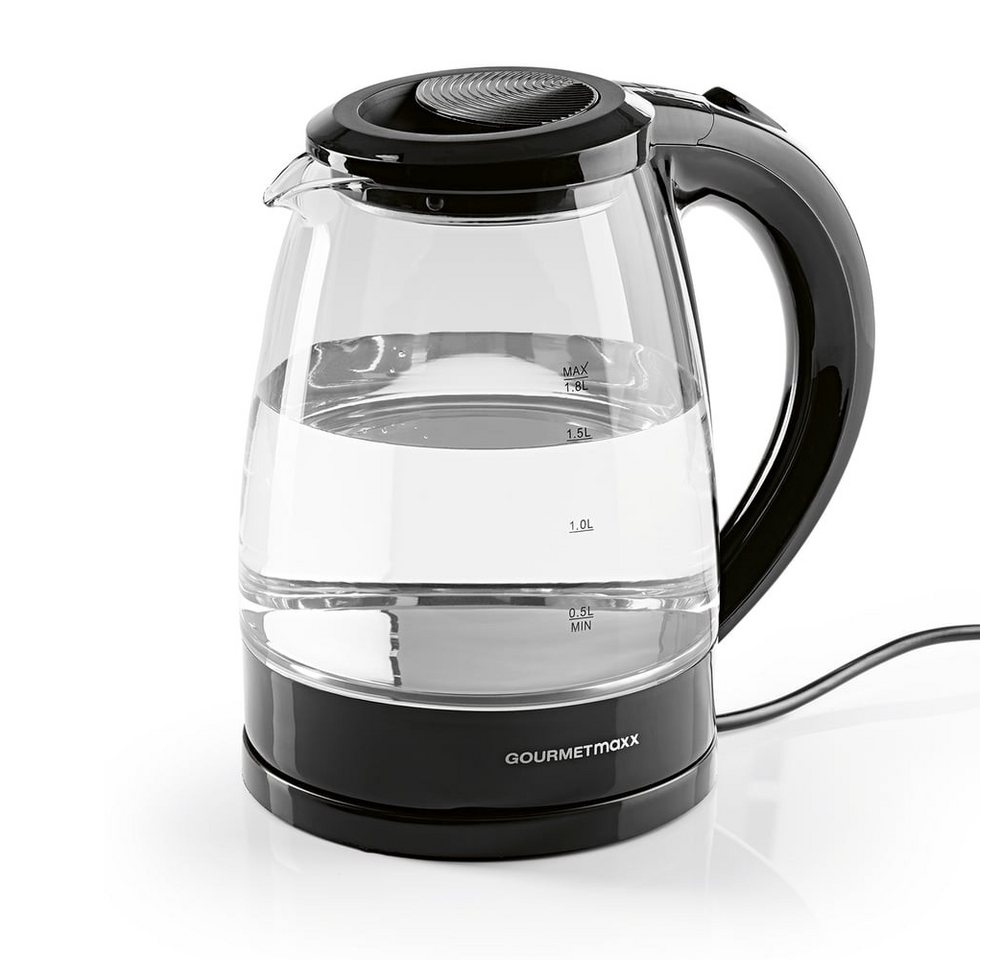 GOURMETmaxx Wasserkocher aus Glas mit automatischer Abschaltung max. 1800 W, 1800 W, 360° drehbar, Wasserstandsanzeige, LED-Beleuchtung-1,8L Füllmenge Bild 3