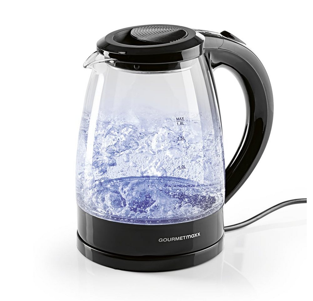 GOURMETmaxx Wasserkocher aus Glas mit automatischer Abschaltung max. 1800 W, 1800 W, 360° drehbar, Wasserstandsanzeige, LED-Beleuchtung-1,8L Füllmenge Bild 4