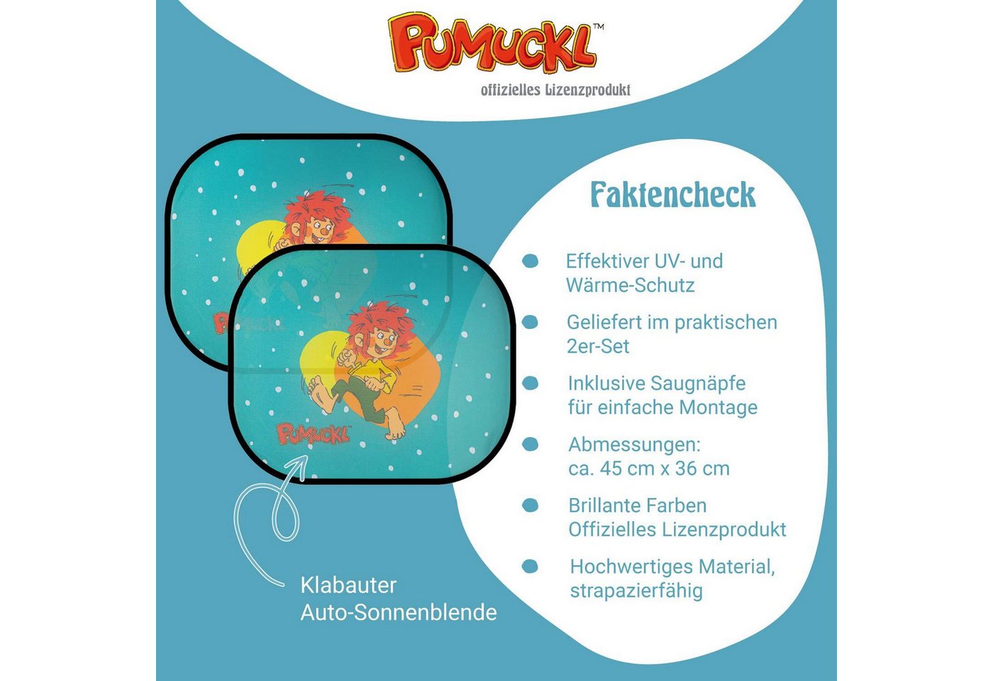 Bavariashop Autosonnenschutz ®Pumuckl Auto Sonnenschutz • Effektiver UV- und Wärmeschutz fürs Auto Bild 2