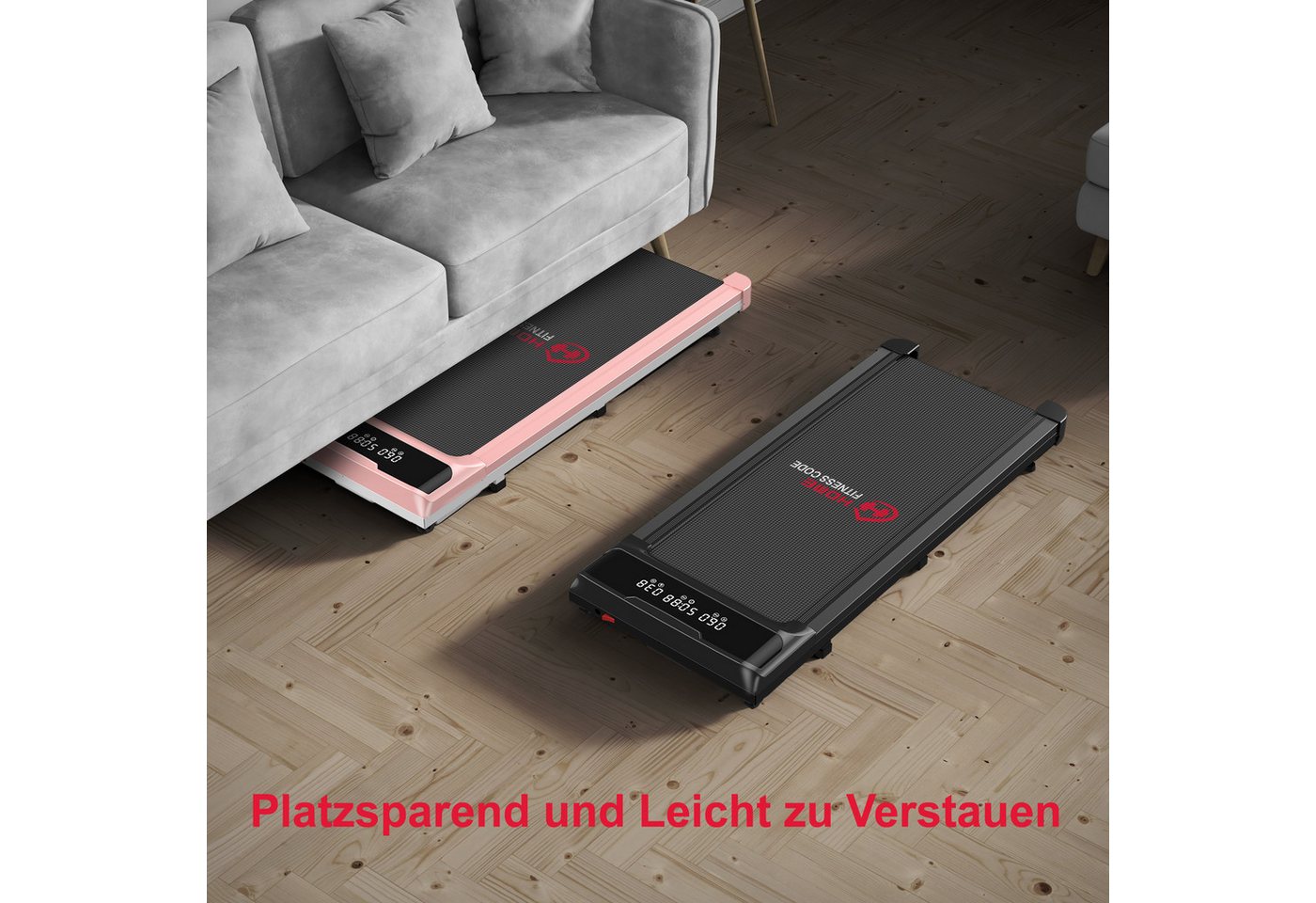Hamlody Laufband Klappbare Laufbänder für Zuhause, 1-10 km/h, Bürstenloser Motor (LCD-Display, leise, platzsparend und Fernbedienung, Mit Fallschutzclip), Walking Pad für Zuhause Klein Laufpad mit Werkzeugsatz Bild 2