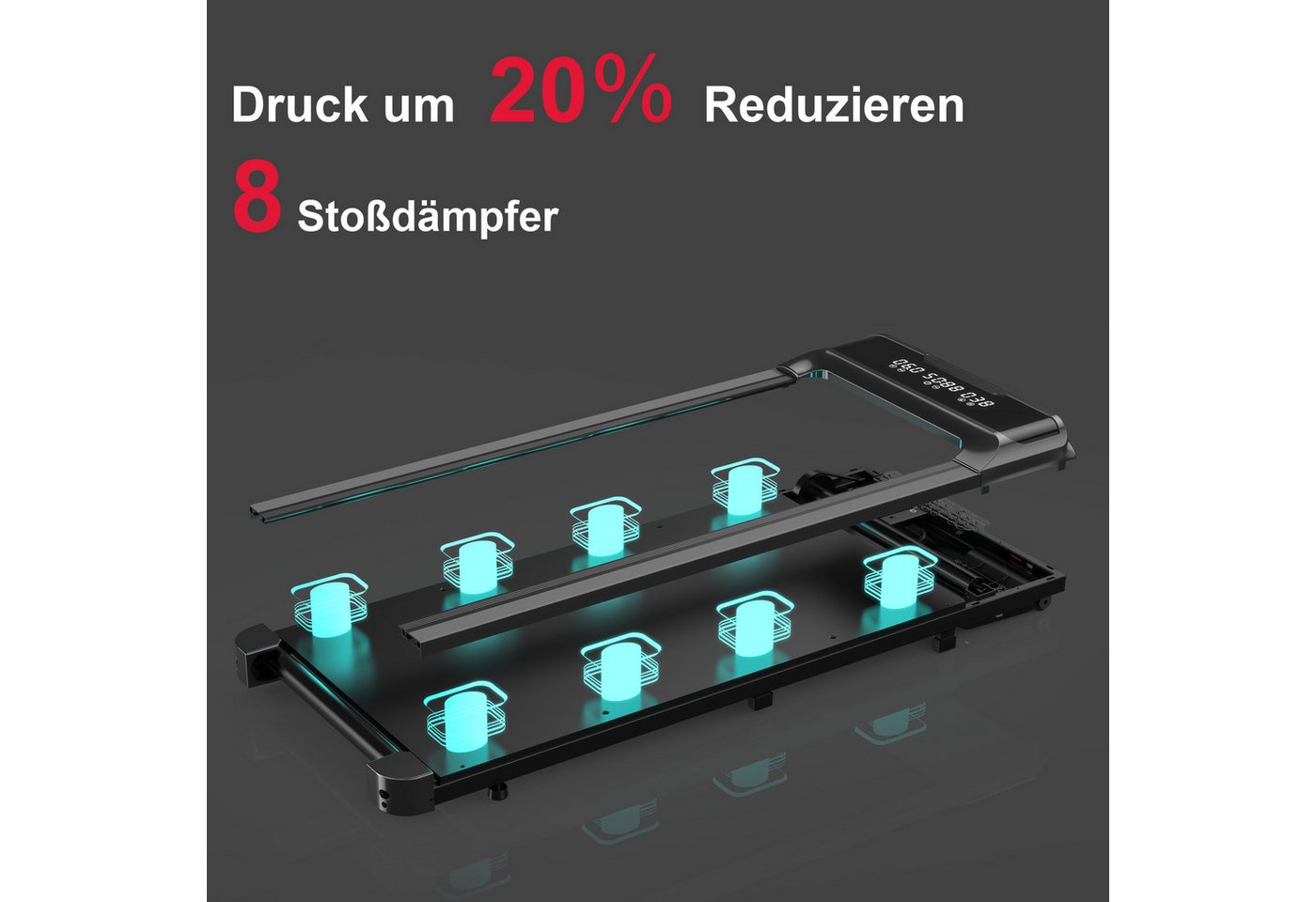 Hamlody Laufband Klappbare Laufbänder für Zuhause, 1-10 km/h, Bürstenloser Motor (LCD-Display, leise, platzsparend und Fernbedienung, Mit Fallschutzclip), Walking Pad für Zuhause Klein Laufpad mit Werkzeugsatz Bild 5