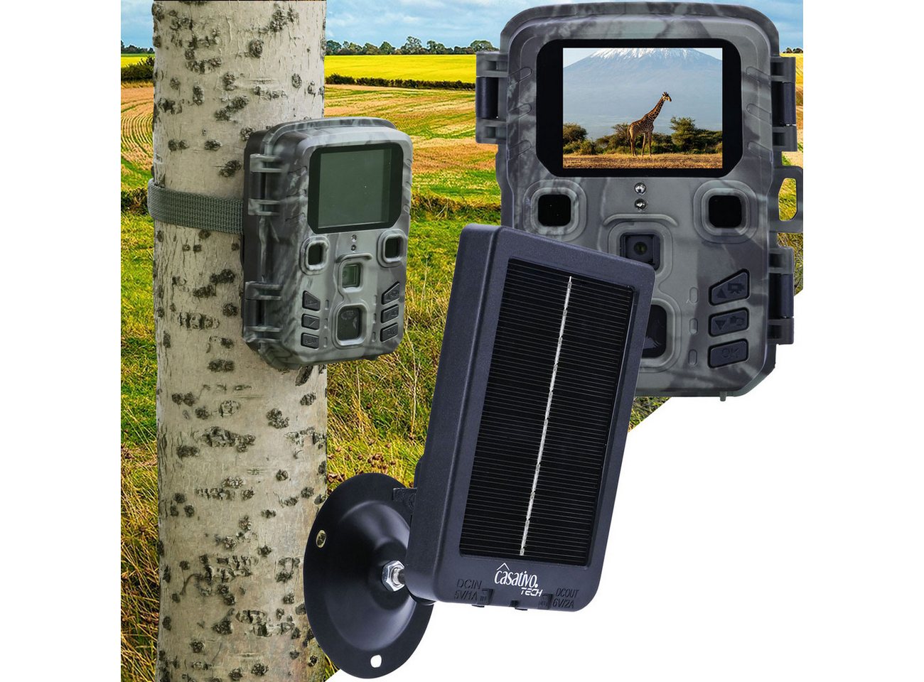 Casativo Wildkamera Full-HD-Wildkamera 20MP mit Solarpanel PIR-Sensor IR-Nachtsicht LEDs (20MP Full-HD, 15m IR-Nachtsicht, 180g leicht & 12W Solar) Bild 5