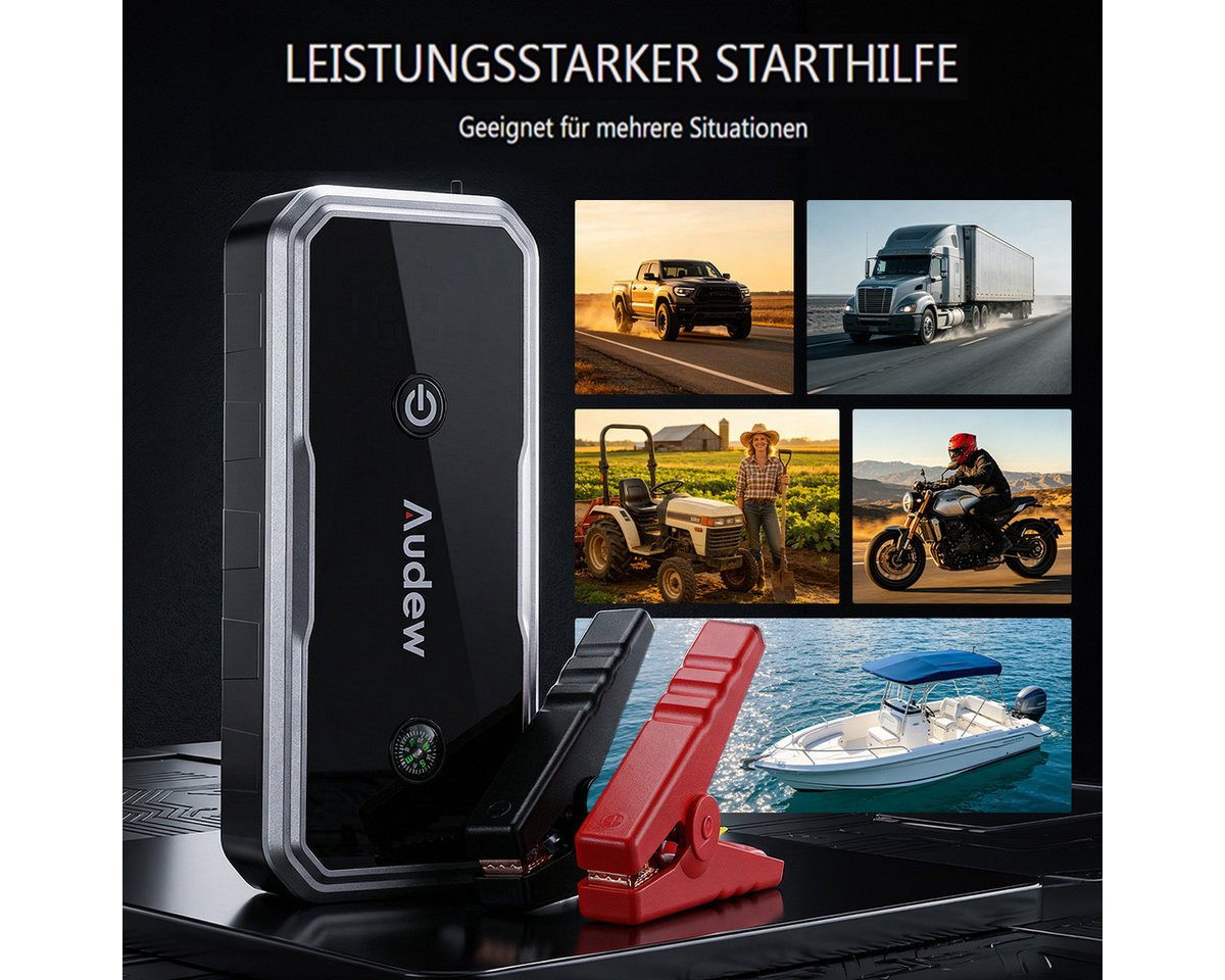 AUDEW 3000A Starthilfe Powerbank Starthilfegerät 14400 mAh, 12V Auto Starthilfe mit Großem LCD-Display, 3 Modi LED-Beleuchtung Bild 3