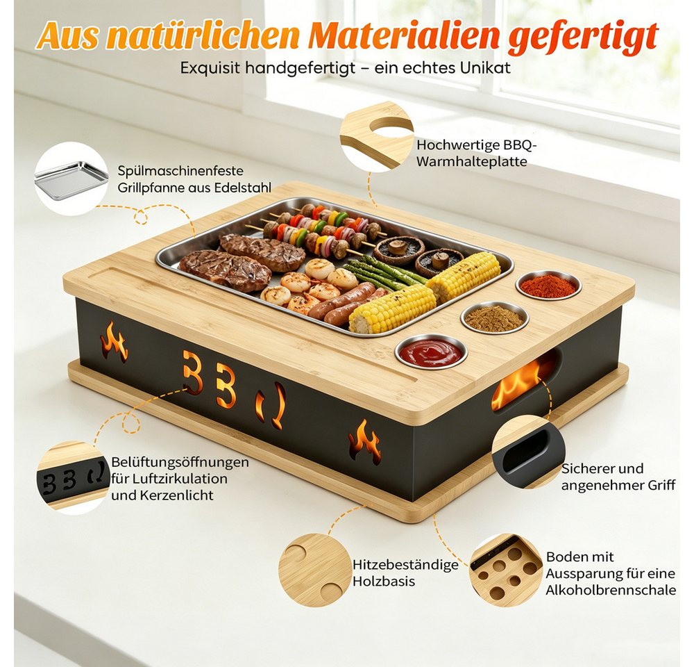 i@home Warmhalteplatte Grill-Warmhalteplatte, Speisenwärmer aus Edelstahl für Grillpartys, 30*40*9.5cm