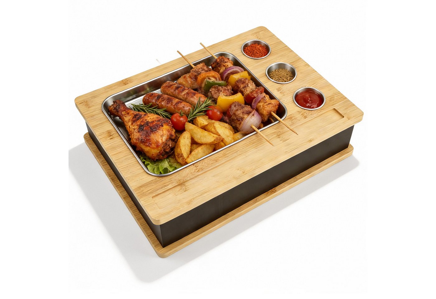 i@home Warmhalteplatte Grill-Warmhalteplatte, Speisenwärmer aus Edelstahl für Grillpartys, 30*40*9.5cm Bild 2