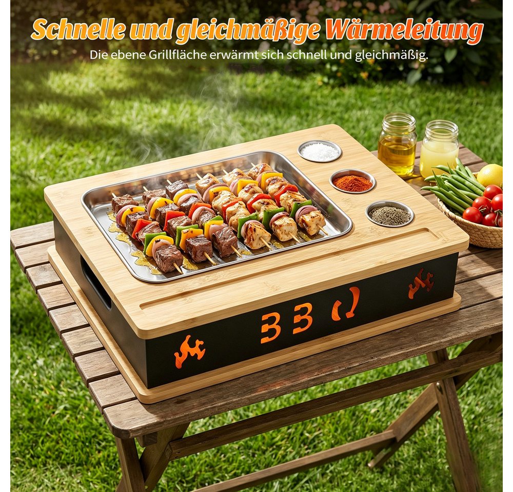 i@home Warmhalteplatte Grill-Warmhalteplatte, Speisenwärmer aus Edelstahl für Grillpartys, 30*40*9.5cm Bild 3
