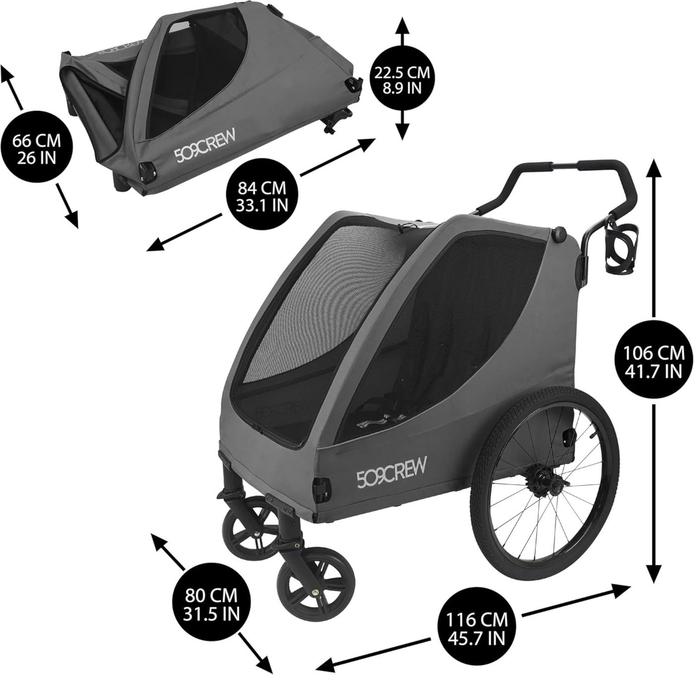509_Crew Bollerwagen Kinder Trekker II für 2 Kinder robust, Doppelkinderwagen, klappbar, bis 50 kg belastbar Bild 3