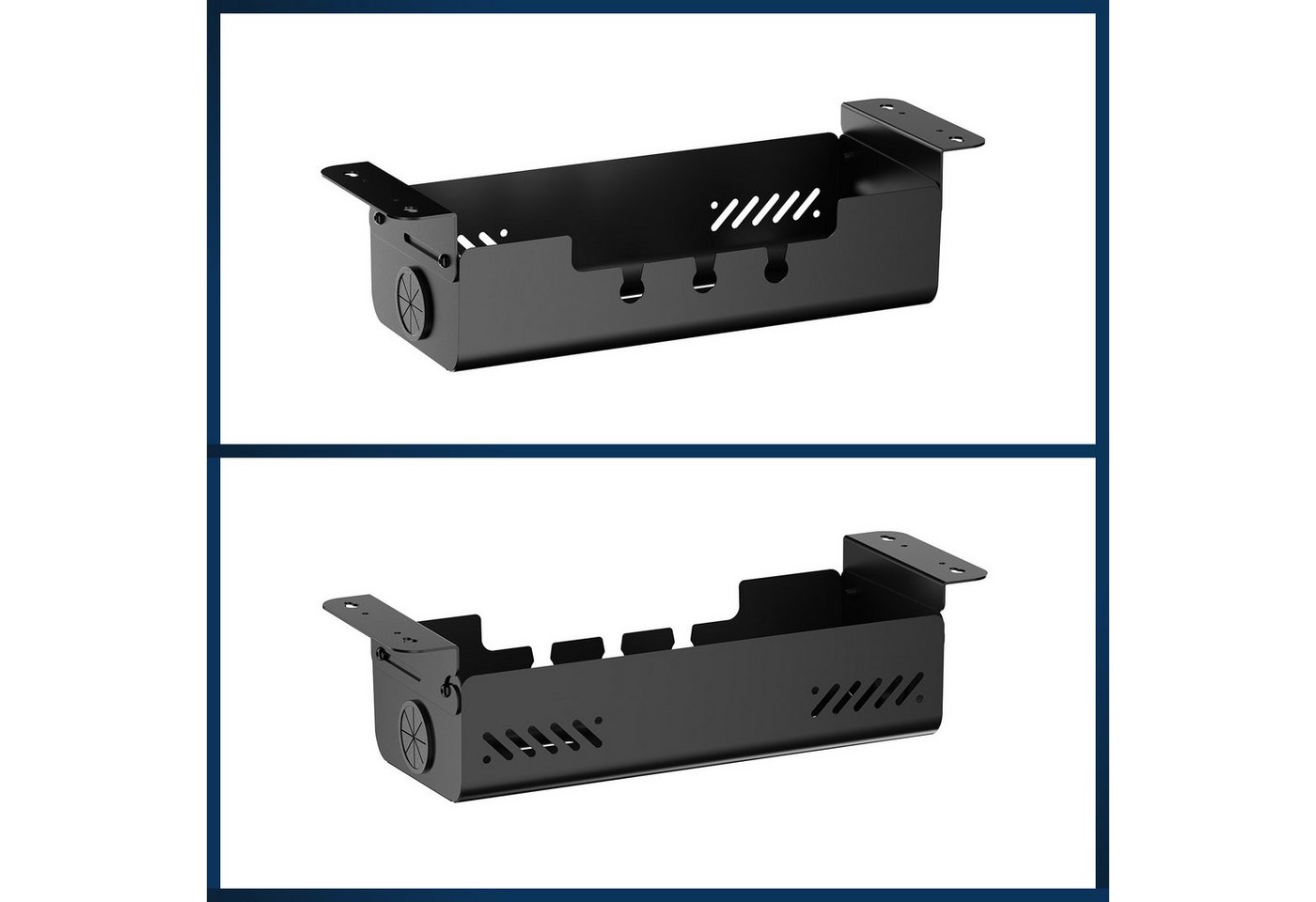 CAVO Kabelführung Kabelwanne für Schreibtische horizontal, schwenkbar (1-St), schwarz matt, Kabelmanagement 494 x 167 x 124 mm