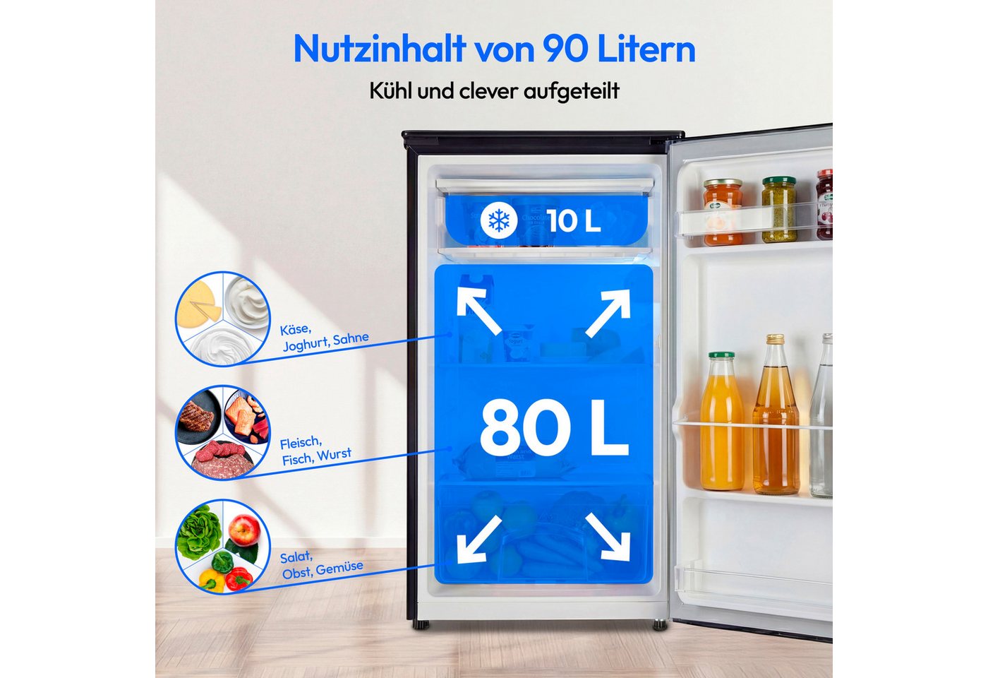 Medion® Kühlschrank MD37690, 85 cm hoch, 48 cm breit