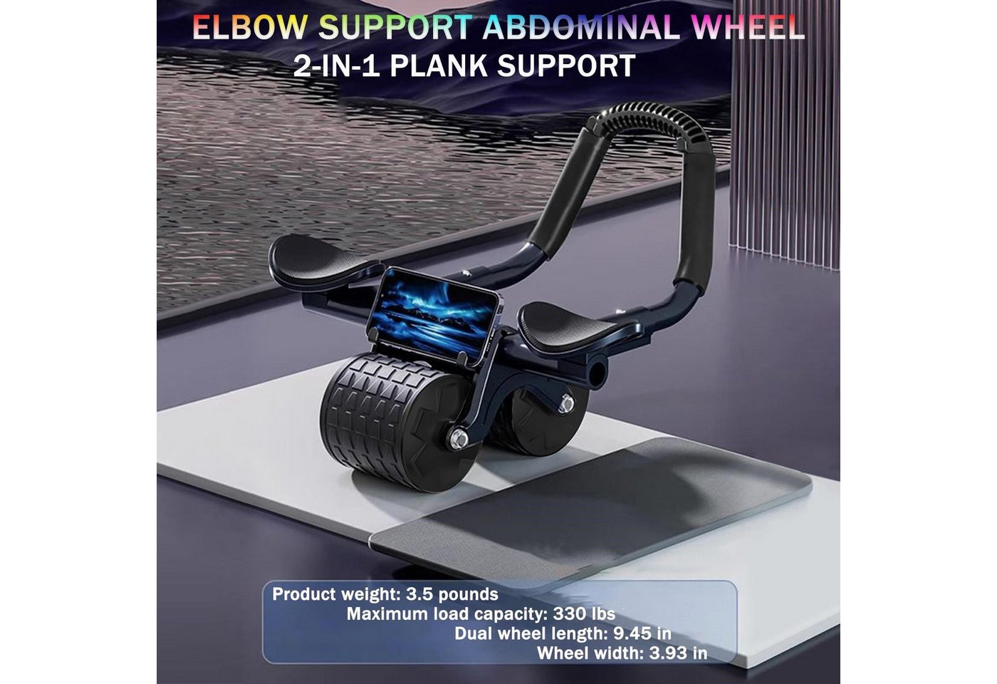 POPOLIC Bauchtrainer New Ab Roller mit Knie-Matte & Timer (Schnellbrennendes Fett,Pads bringen, um den Arm zu schützen, 1-St., Automatische Rebound Bauchrolle, Abdominaltrainer mit Ellbogenstütze), Fitnessgerät für Männer und Frauen Bild 3