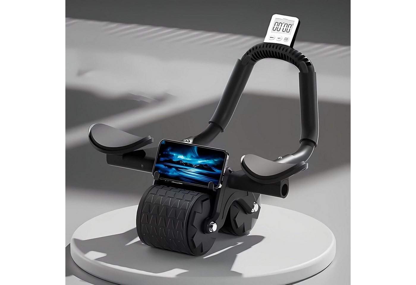 POPOLIC Bauchtrainer New Ab Roller mit Knie-Matte & Timer (Schnellbrennendes Fett,Pads bringen, um den Arm zu schützen, 1-St., Automatische Rebound Bauchrolle, Abdominaltrainer mit Ellbogenstütze), Fitnessgerät für Männer und Frauen Bild 5