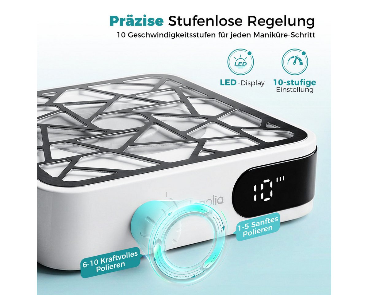 Insma Maniküre-Pediküre-Set 10 Stufen Kabelloser Nagelstaubabsauger Nagelstudio tragbar 6000 U/min, mit 30 Filtern für Nagelstudio & Zuhause Bild 5