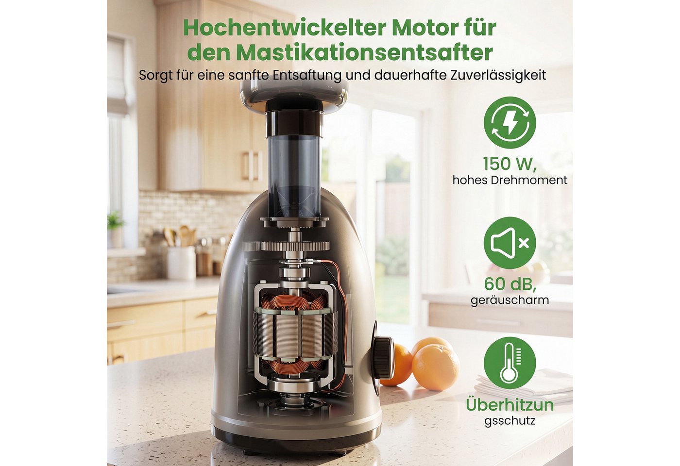 COSTWAY Entsafter, 150 W, Saftpresse mit Umkehrfunktion & 2 Behältern Bild 5