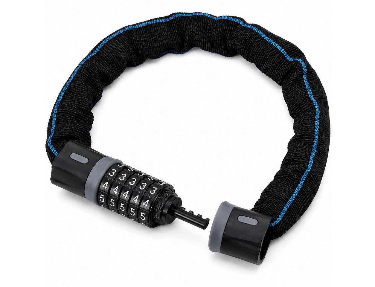 ibettertec Zahlenkettenschloss Fahrradschloss Ketten mit Zahlen und gehärteter kette, (Diebstahlschutz,Nylon-Außenhülle schützt die Kette vor Rost, 5-stelliges Zahlenschloss,Geeignet für Fahrrad), E-Bike, Scooter Bild 5
